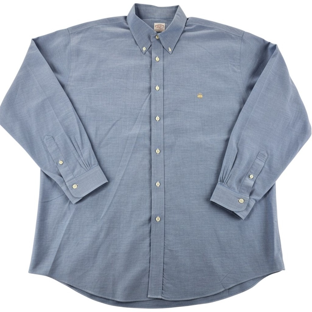Brooks Brothers 346 Mens Shirt XXL Blue Non Iron Supima Cotton